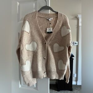 Michelle Mae Tan Heart Cardigan Valentine’s Day